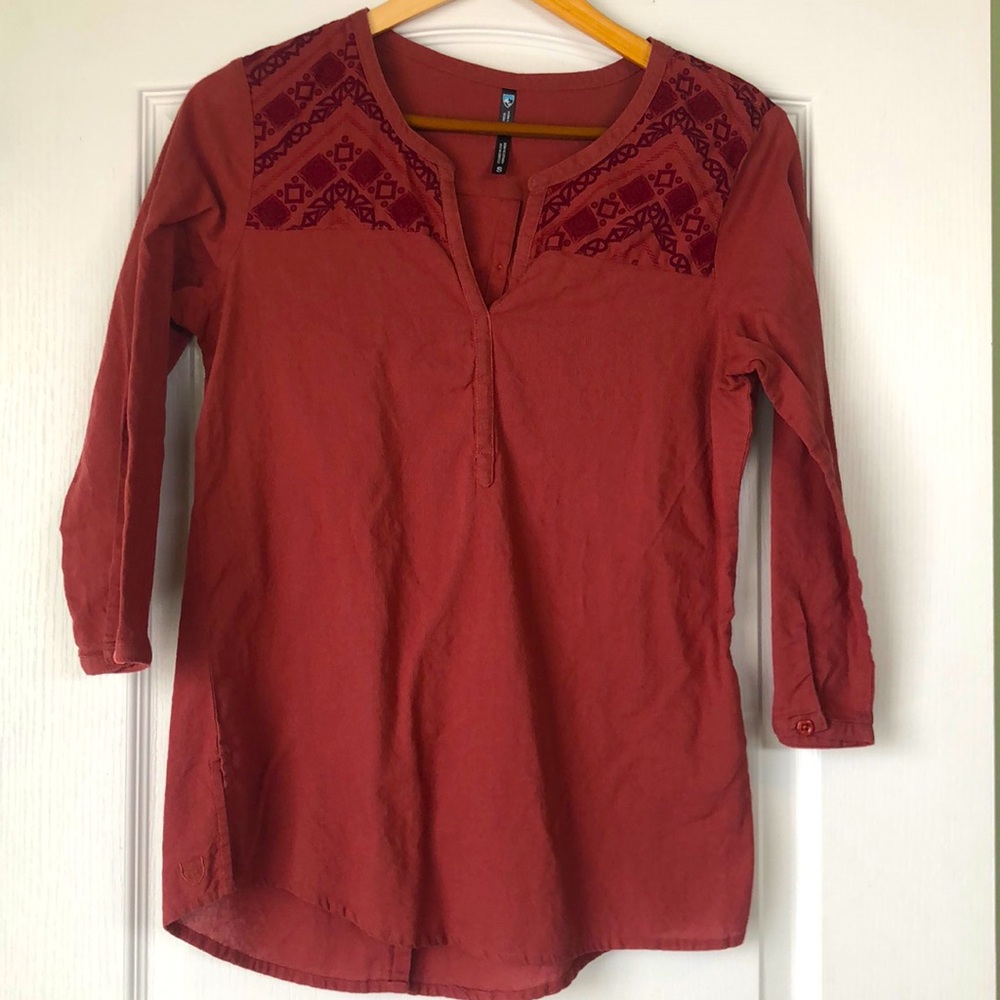 Kuhl button back tunic 3/4 sleeve top